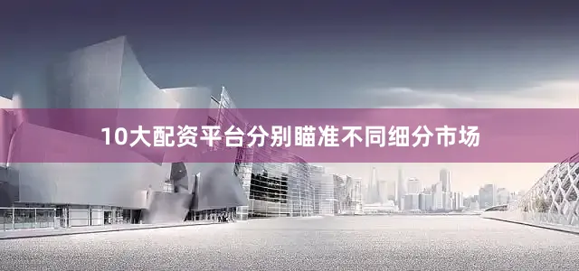 10大配资平台分别瞄准不同细分市场